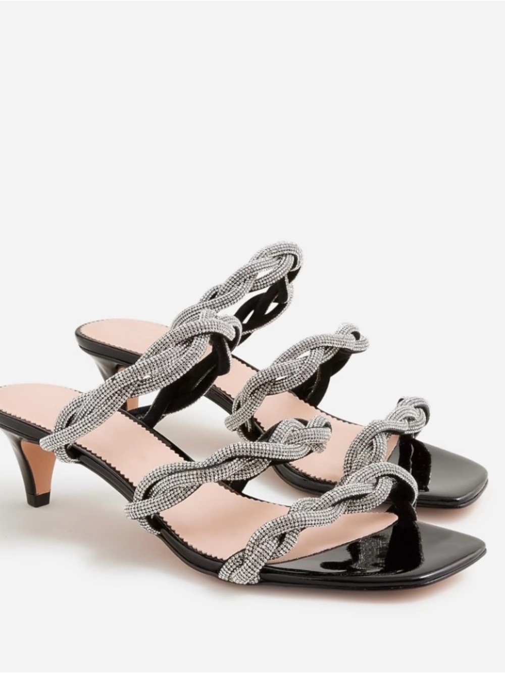 🤍 J Crew Zadie Strappy Kitten Heels with Crystals 🖤